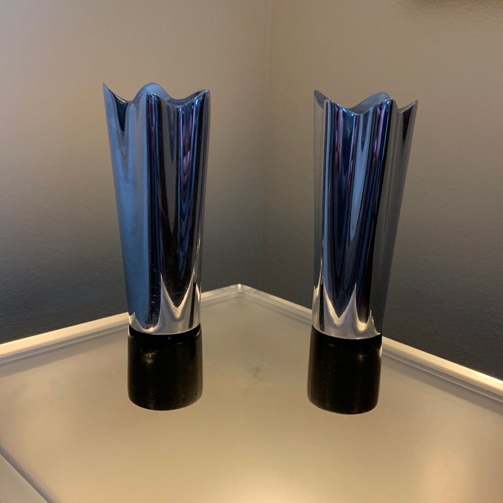 Nambe Metal Rocks Candlesticks